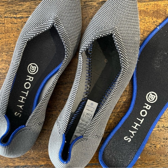 Rothy's Shoes The Point Pointed Toe Comfort Flats Cloud Grey Birdseye - Picture 7 of 11